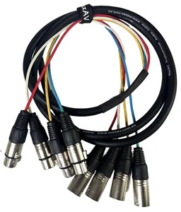 XLR Multicore Snake 4 Way Channel 2 Metre 2M MaxAV Lead Patch Cable Male Female - Picture 1 of 4