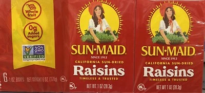 Sun Maid Sun-Maid California Raisins Sun Dried Snack NON GMO - 6 Pack - FREE SHP - Image 1 of 3