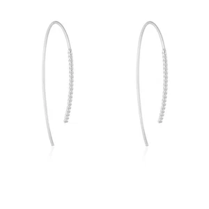 925 Sterling Silver Round Twisted Wire Thread Through Earrings Threader Women - Picture 1 of 4
