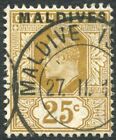 Maldive Islands-1906 25C Bistre.  A Fine Used Example Sg 6