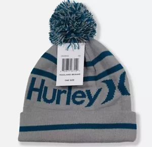 NUEVO GORRO HURLEY RAGLAND POM PARA HOMBRE Azul Gris Talla Única Nuevo Con Etiqueta - Imagen 1 de 3