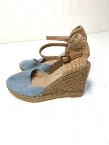 gaimo obi blue suede ankle strap espadrille heels shoes size 8 - Picture 1 of 7