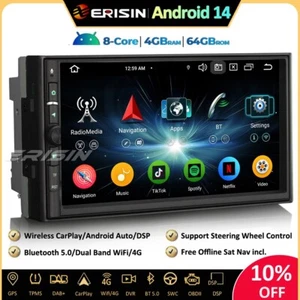 8-Core DAB+Android 14 Autoradio GPS CarPlay Wifi DSP OBD2 Bluetooth FM USB TPMS - Foto 1 di 22
