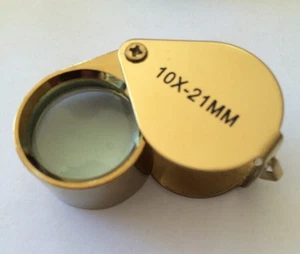 New Jewelers Loupe 10x21mm Jewelers Gold Loupe Magnifier Magnifying Glass Pocket - Bild 1 von 3