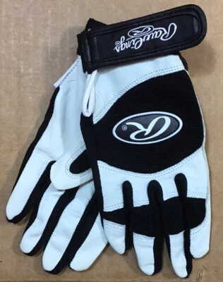 Rawlings Youth Large Baseball Batting Gloves Black & White Q23 - Image 1 of 3