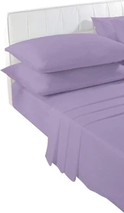 Sheet Plain Dyed 100% Poly-Cotton Bed Sheets Single lilac SINGLE BED SET X 3PCS - Picture 1 of 1