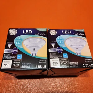 GE LED Flood Security Light Bulb Par30 Shape 75W Uses 12W Short Neck Lot of 2 - Picture 1 of 6