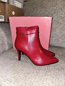 Allegra K Women's Pointed Toe Buckle Strap Stiletto Heels Ankle Boots Red - Picture 1 of 5