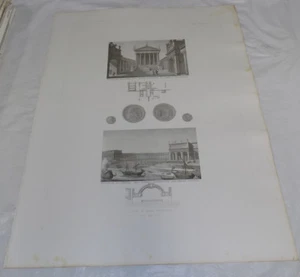 1856 Print 17x22"/THE ANCIENT ROMAN IMPERIAL PALACE AT ADRIAN VILLA, LIBRARIES - Picture 1 of 1