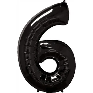 40" Giant Black Six Year Old Baby First Birthday 6 Month Number Float Balloon - Picture 1 of 1