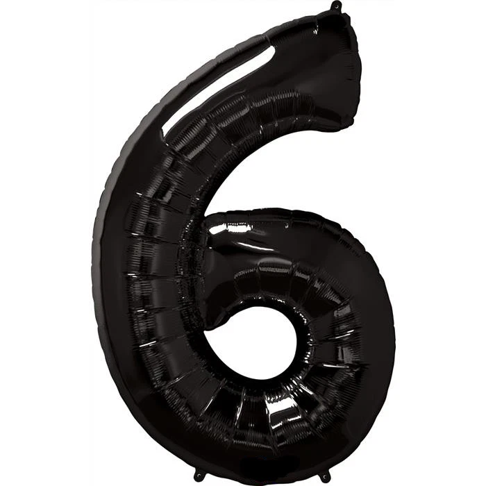 40" Giant Black Six Year Old Baby First Birthday 6 Month Number Float Balloon - Image 1 of 1