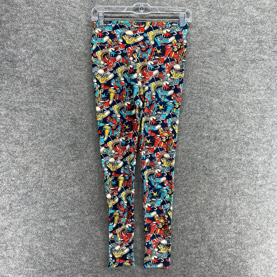 LulaRoe Leggings Mujer Talla Única Negro Tenis Estampado tiro alto Pull On Capri Foto 1 de 4