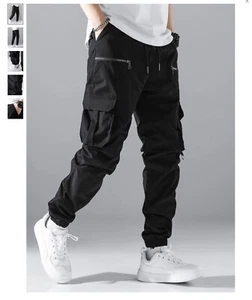Mens lightweight cargo trousers black size small from Shein - Picture 1 of 8