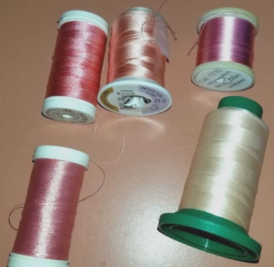 Lot of PINK Rayon or Poly Machine Embroidery Thread 5 spools 5 Shades of Pink - Image 1 of 4