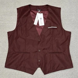 NEW Coofandy Men’s Burgundy / Black Suit Vest Size XL With Tags - Picture 1 of 6