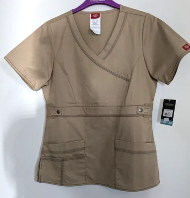 Blusa Médica Dickies Gen Flex Ajuste Contemporáneo, Talla Pequeño, Color ~ Caqui!! Nuevo con etiquetas Foto 1 de 4