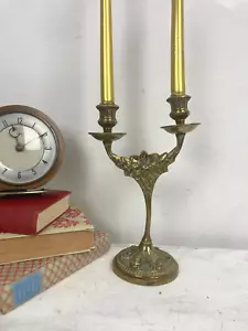 Vintage Brass Candle Holder Candelabra Ornate Regency Floral Pattern - Picture 1 of 10