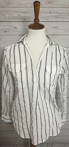 Ann Taylor Damen Langarm gestreift V-Ausschnitt Pullover Bluse XS - Bild 1 von 5