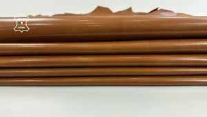 SADDLE TAN SHINY vegetable tan strong Goat leather 8 skins 25+sqf 0.8mm #C3538 - Picture 1 of 7