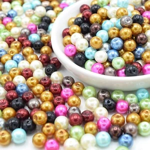 200 X PERLINE VETRO FINTE PERLE PER GIOIELLI 8MM - COLORI MISTI - Foto 1 di 1