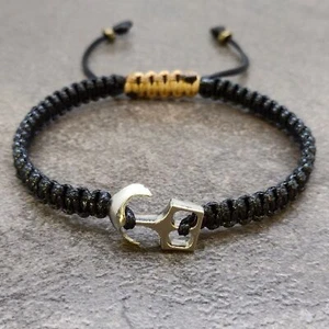Herren Anker Charm Schnur Knoten Armband Armband Manschette Surfer Glaube Glück Strand - Bild 1 von 2