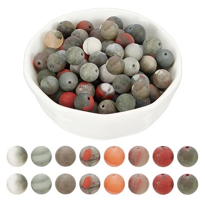 1box about 94pcs Stone Beads Strands Frosted Round 8mm Hole: 1mm about  - Image 1 of 4