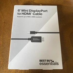 6' Mini DisplayPort to HDMI Cable 1920 x 1080 Black Best Buy Essentials - Picture 1 of 3
