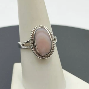 Sterling Silber 925 Vintage Zargenfassung oval rosa Edelstein Ring Gr. 8,25 - Bild 1 von 11