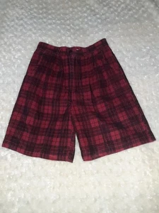 Vintage David Hollis Women's 8 Red/Black Plaid Corduroy Pleated Shorts Friends - Picture 1 of 6