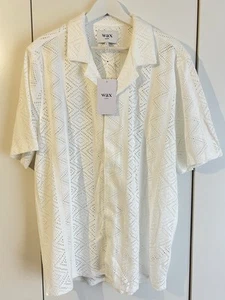WAX London Hemd Herren XL Geo Lace Vacation Didcot Button-Up Shirt Strand NEU - Bild 1 von 17