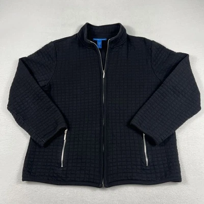 Karen Scott Sport Full Zip Jacket Black Check Pattern Size Large - Image 1 of 4
