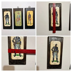 Vtg Wood Soldier Wall Art Set of 3 Plaques Military Nutcracker american Decor - Picture 1 of 18