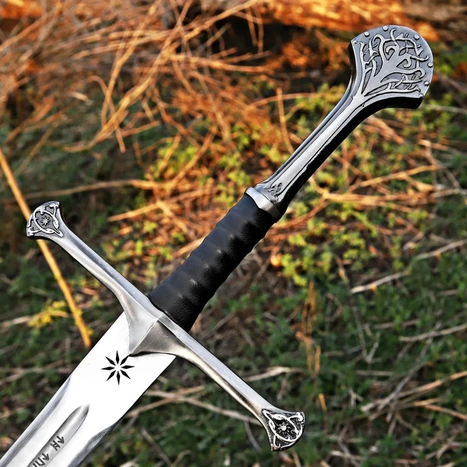 Espada vikinga de acero Damasco forjada a mano afilada lista para batalla espada medieval regalo Foto 1 de 4