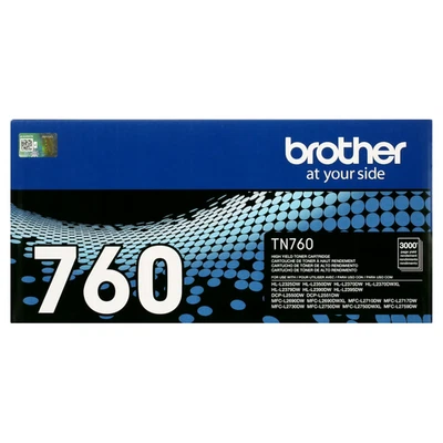 Brother TN760 High Yield Black Toner Cartridge Genuine OEM for HL-L2350DW / L239 - Image 1 of 4