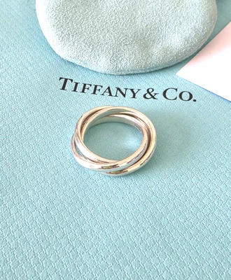 Anillo triple de plata esterlina Tiffany & Co. talla P 1/2 Reino Unido, 8 EE. UU. o 57 UE Foto 1 de 4