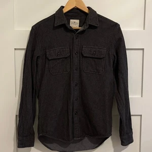 Camisa American Eagle Para Hombres Negra Gris Tweed Abotonada Algodón Talla XS - Imagen 1 de 7