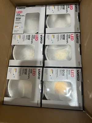 CASE OF 12 SATCO 15W CCT 4000K PAR38/NFL Dimmable LED Bulb Cool WHT S29443 120V - Image 1 of 3