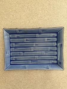 Sushi Serving Plate, New, “Kafuh China”, 11.25”X7.25”, Blue Bamboo Motif - Picture 1 of 6
