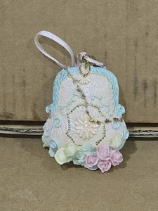 Hellrosa/blau Vintage Kleingeld Geldbörse Ornament viktorianisches Zeitalter - Bild 1 von 6
