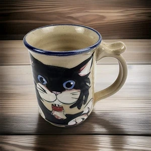 TB POTS Maine Studio Artisan Pottery, 16oz Cat Theme Coffee Mug, Handcrafted - Picture 1 of 16