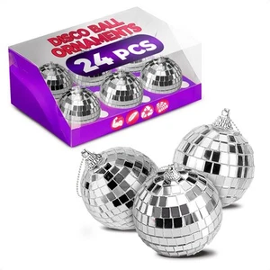 24Pcs Christmas Ornaments Mini Disco Ball Party Decorations - Mini Christmas - Picture 1 of 9