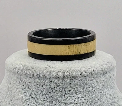 Anillo de boda con cuerno de carburo de tungsteno negro de 8 mm para hombre talla 11 Foto 1 de 4