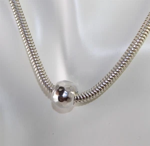 Silpada Sterling Silver Snake Chain Necklace w/Single Faceted Sterling Bead 16" - Picture 1 of 4