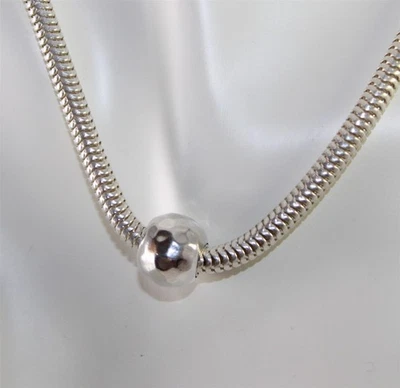Silpada Sterling Silver Snake Chain Necklace w/Single Faceted Sterling Bead 16" - Image 1 of 4