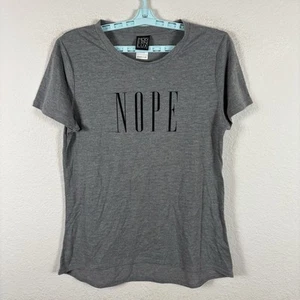 Modern Lux Womens Shirt Top L Large Short Sleeve Graphic Crew Gray Excellent - Picture 1 of 7