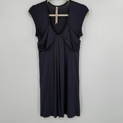 Bailey 44 Dress Womens Small Black Draped Sleeveless Jersey Midi Elegant Pleat - Image 1 of 4