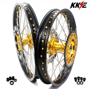 for Suzuki 1996-2000 RM125 RM250 KKE 21/19 CNC Dirt Bike Wheels Rims Gold Nuts - Bild 1 von 12