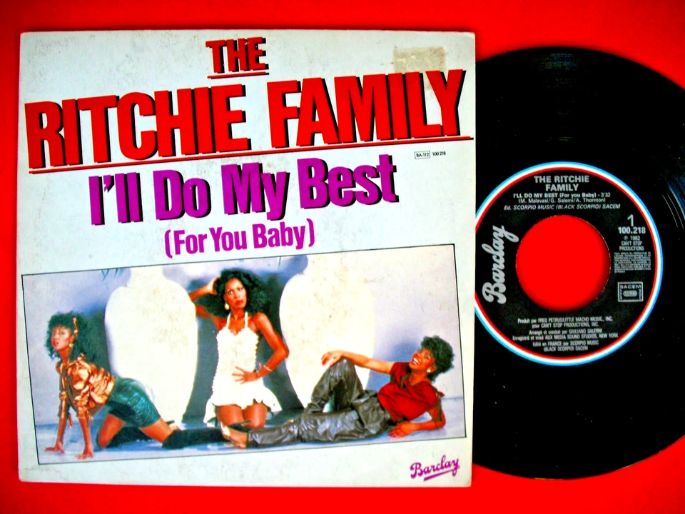 THE RITCHIE FAMILY RARE 45 RPM Import Record w P/S  1982 R&B Soul Funk Barclay Foto 1 de 4