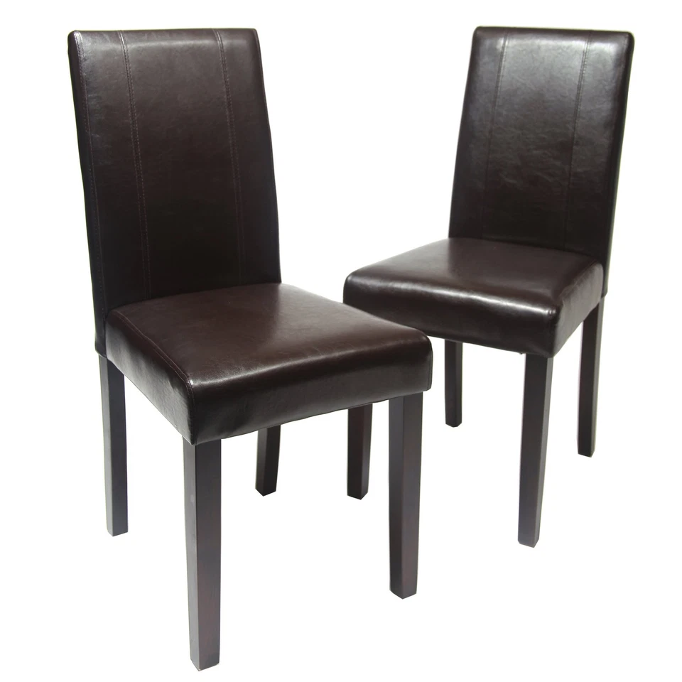 Urban Style Solid Wood Leatherette Padded Parson Chair Brown Set of 2 C020BR