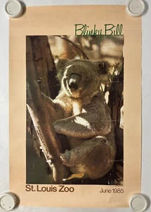 Vintage 1980’s St. Louis Zoo Blinky Bill Koala Bear Advertisement Poster 23 x 35 - Picture 1 of 7